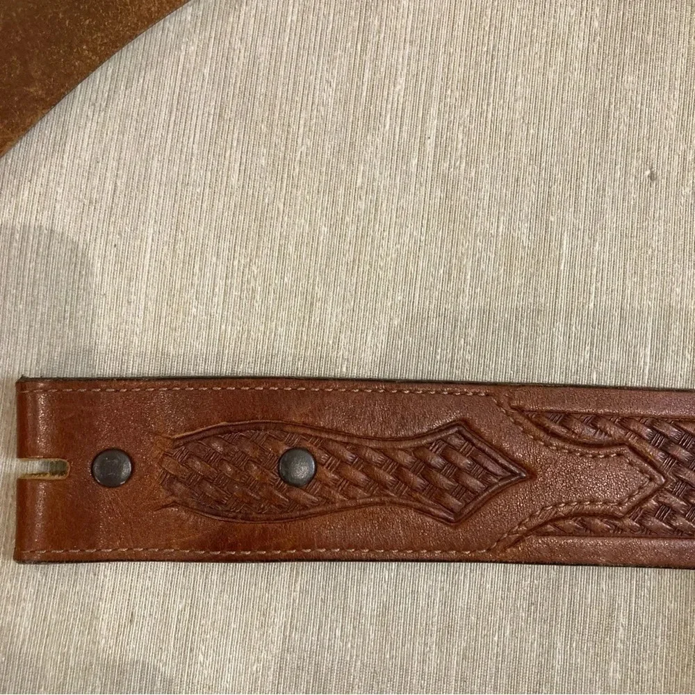 JUSTIN Tooled Leather Belt with Eagle Design Bring your Own Buckle - Picture 2 of 8
